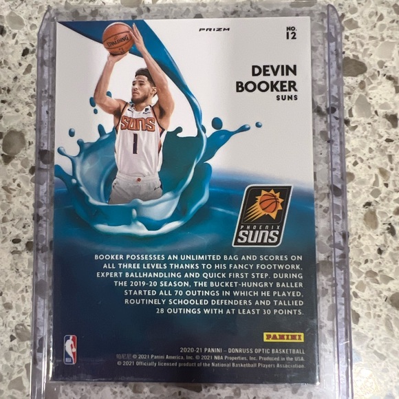 DEVIN BOOKER OPTIC PRIZM SPLASH NO.12 PANINI NBA PHOENIX SUNS 2020-21 - Picture 2 of 3